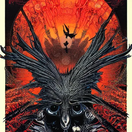 Prompt: portrait of crazy the crow, symmetrical, by yoichi hatakenaka, masamune shirow, josan gonzales and dan mumford, ayami kojima, takato yamamoto, barclay shaw, karol bak, yukito kishiro