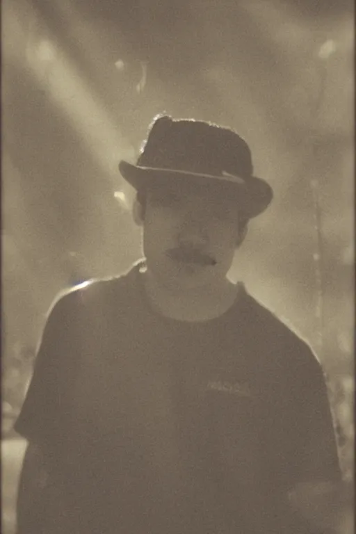 Image similar to 35mm photo of Mario, light leaks, sepia