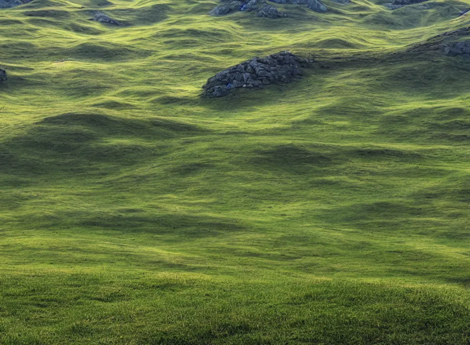 Prompt: Beautiful landscape, mountain plateau covered with grass, panoramic view, super realistic, extremely high detail, cinematic 8k