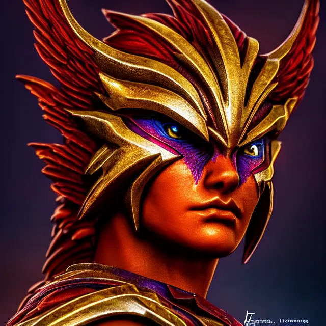 Image similar to phoenix warrior, artgerm, highly detailed, 8 k, hdr, close up, smooth, sharp focus, high resolution, award - winning photo