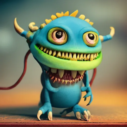Image similar to autochrome photo of cute monster toy by Chris Ryniak, realistic, octane render