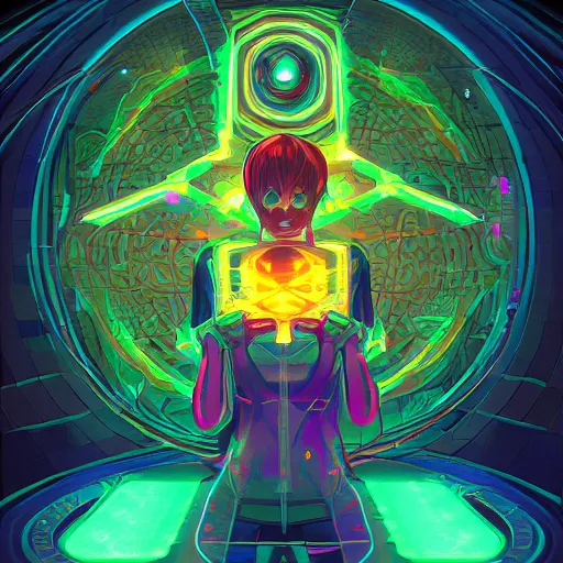 Image similar to skill magic geek inside matrix deepdream radiating a glowing aura stuff loot legends stylized digital illustration video game icon artstation lois van baarle, ilya kuvshinov, rossdraws,