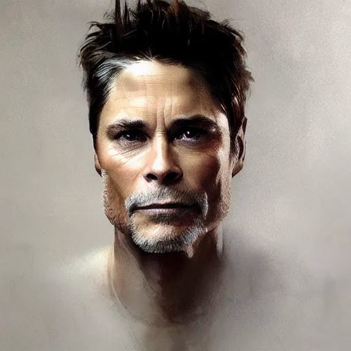 Prompt: rob lowe by ruan jia, portrait