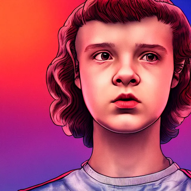 Image similar to eleven from stranger things, trending on artstation hq, deviantart, pinterest, 4 k uhd image