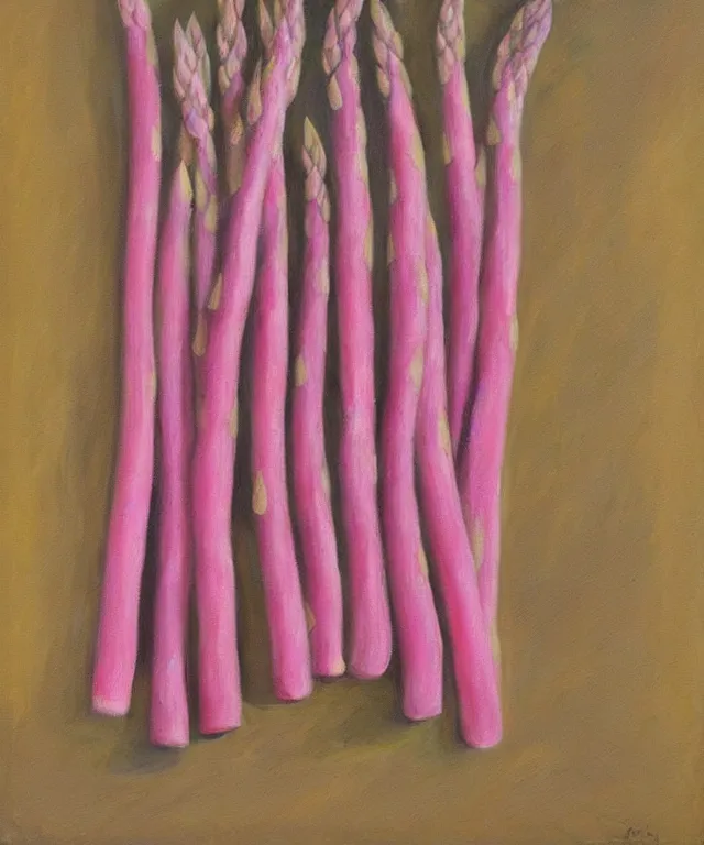 Prompt: pink asparagus, oil painting