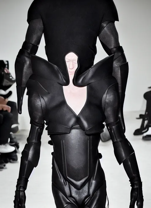 Image similar to hyperrealistic and heavy detailed rick owens avant garde runway show of batman, leica sl 2 5 0 mm, vivid color, high quality, high textured, real life