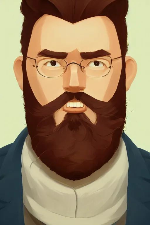 Image similar to face icon stylized minimalist portrait of a respectable dignified 3 0 ish pentecostal preacher with kind eyes and red beard and hair, loftis, cory behance hd by jesper ejsing, by rhads, makoto shinkai and lois van baarle, ilya kuvshinov, rossdraws global illumination