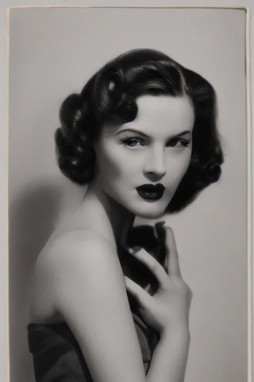 Image similar to realistic photo of a beautiful woman in the 1 9 4 0 s, highly detailed, portrait, film noir,