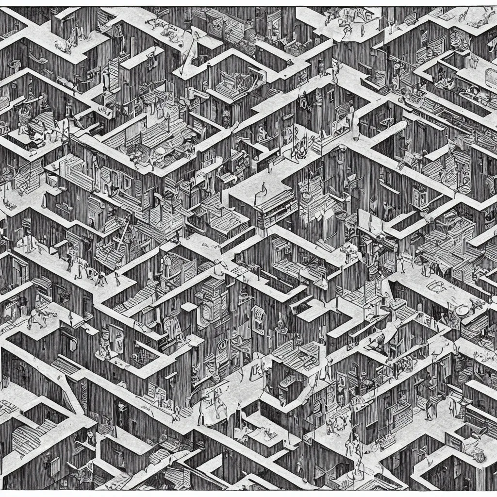 Image similar to the internet, drawn by m. c. escher