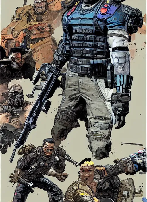 Prompt: apex legends version of the punisher. concept art by james gurney and mœbius.