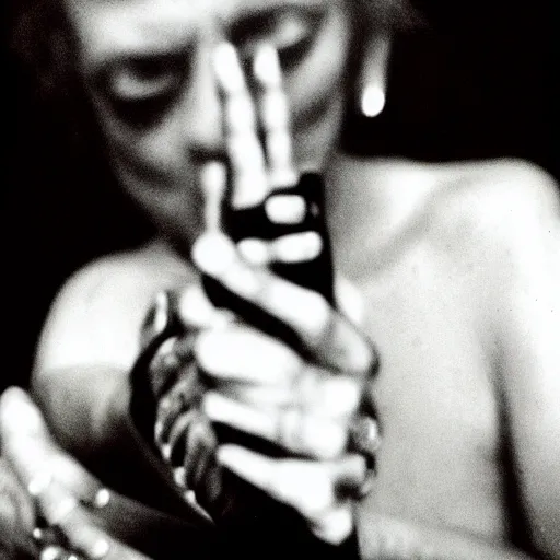 Image similar to a punk giving the cameraman the middle finger, portrait, by annie liebovitz, robert mapplethorpe, nan goldin