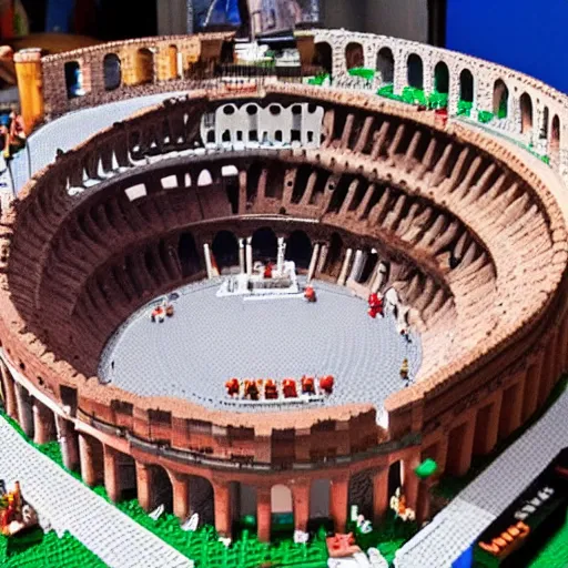 Prompt: rome colosseum made of lego