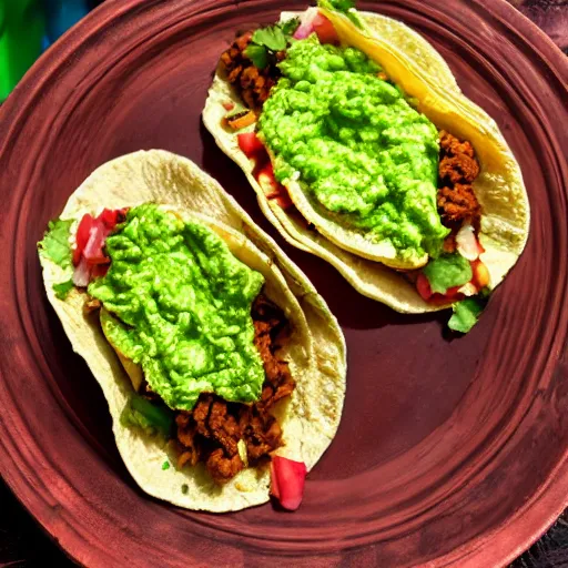 Prompt: tacos filled with dirt and slime. rotten refried beans. moldy elote. 4k, hdr, lighting, weather, high resolution camera shot, digital art.