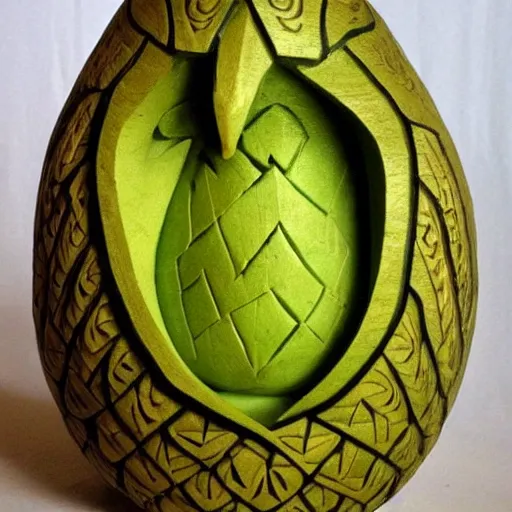 Prompt: intricate avocado carving bird pattern, detailed, fresh, pinterest