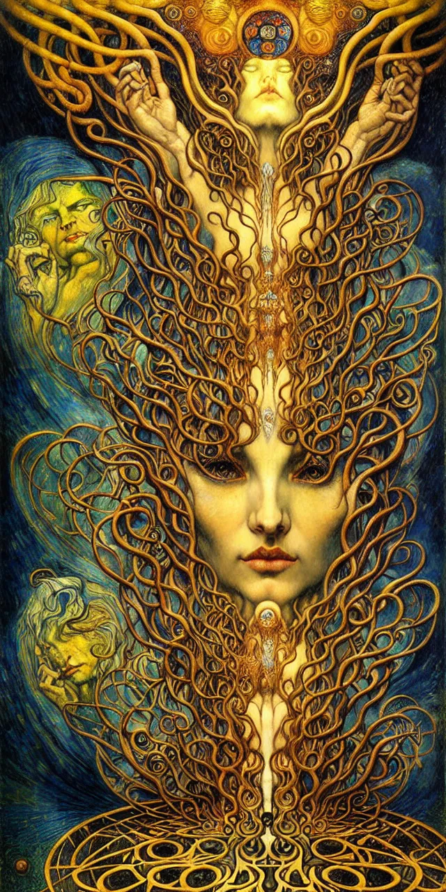 Image similar to Divine Chaos Engine by Karol Bak, Jean Delville, William Blake, Gustav Klimt, and Vincent Van Gogh, symbolist, visionary