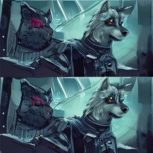 Image similar to winterfell cyberpunk wolves trending on arstation