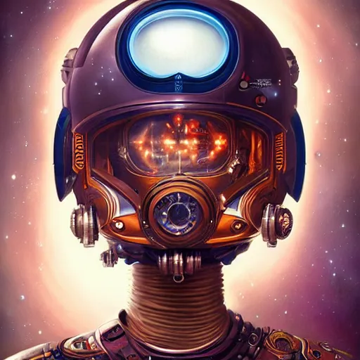 Prompt: Space BioPunk Steampunk portrait, Pixar style, by Tristan Eaton Stanley Artgerm and Tom Bagshaw.