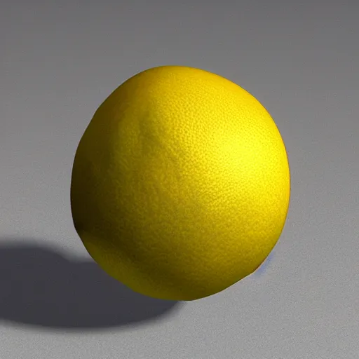 Image similar to a high quality render of a low poly lemon,