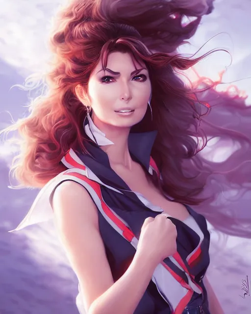 Image similar to anime portrait of Shania Twain by Stanley Artgerm Lau, WLOP, Rossdraws, James Jean, Andrei Riabovitchev, Marc Simonetti, and Sakimichan, trending on artstation