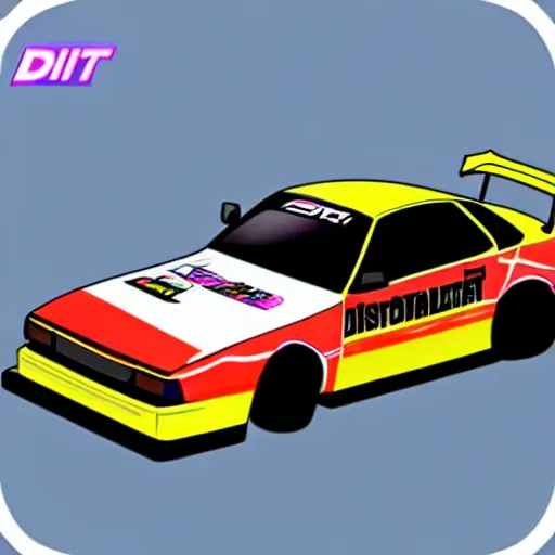 Prompt: a drift car in the style of a 90s anime