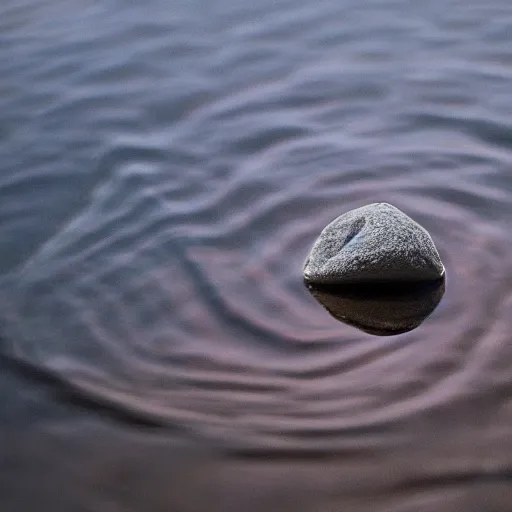 Image similar to dslr photo of a large lake with ripples from a pebble skimming across the water, full bodied portrait, artgerm, artstation, very high quality effects, intricate details,, extremely high quality, moody lighting, real camera, real photo, photography by deviantart, 8 k, full subject in shot