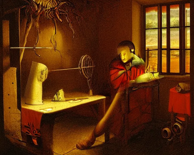 Image similar to burning the midnight oil, a simple vector pop surrealism, by ( leonardo da vinci ) and greg rutkowski and rafal olbinski