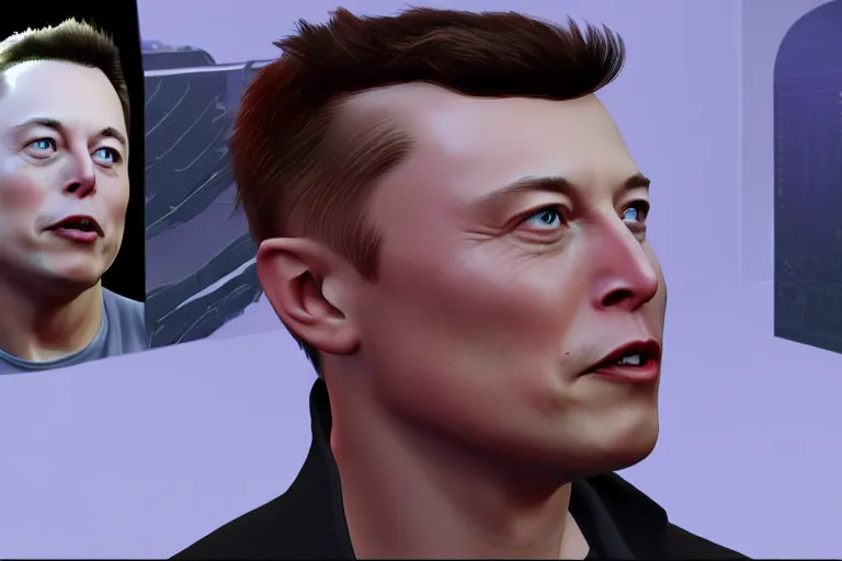 Image similar to a screenshot of elon musk in the video game in the sims, 3 d rendering. unreal engine, amazing likeness, very detailed,