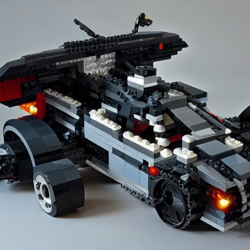 Image similar to a lego batmobile imagined by craig mullins