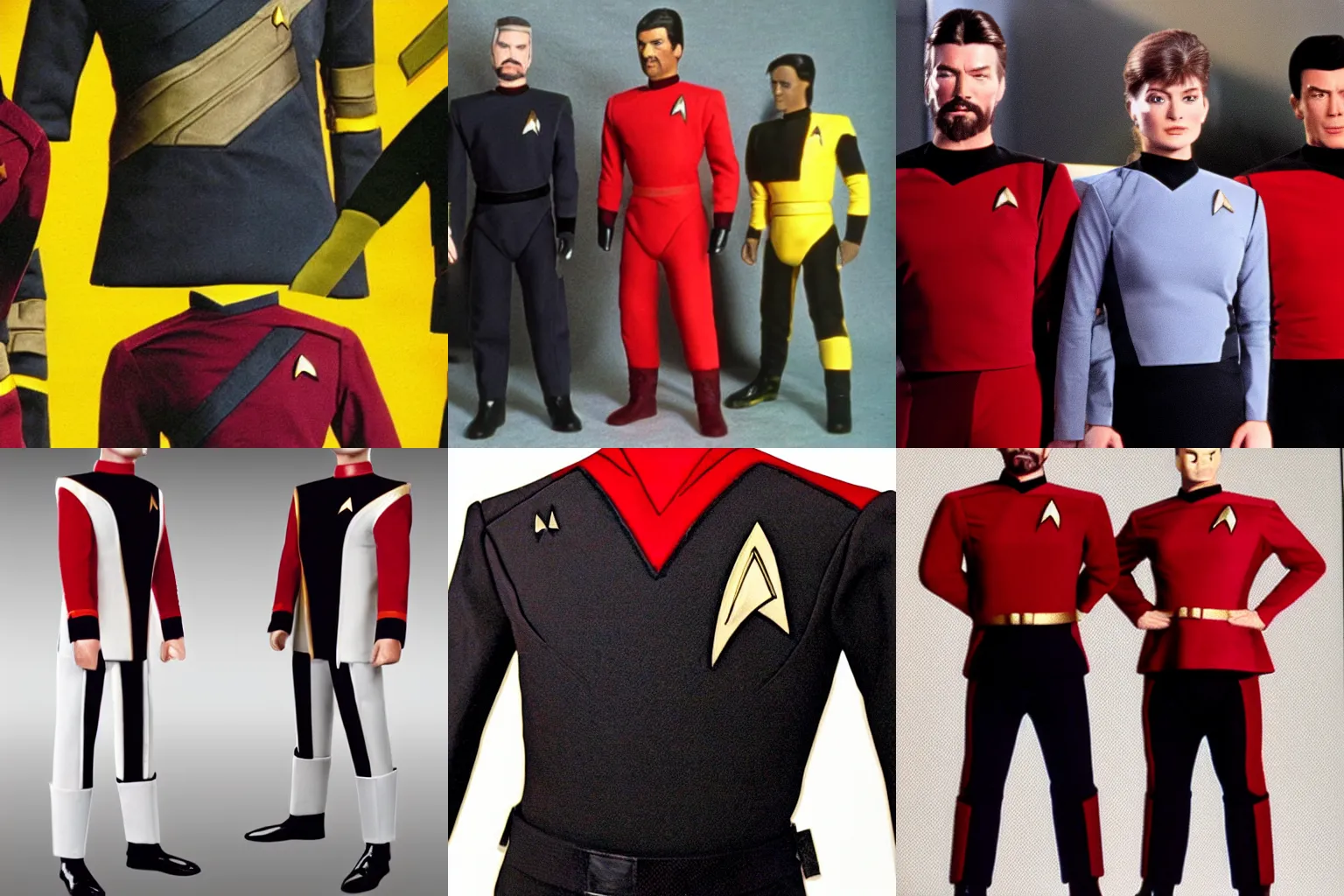 Prompt: sill image star trek tng, commander riker, black and red starfleet uniform