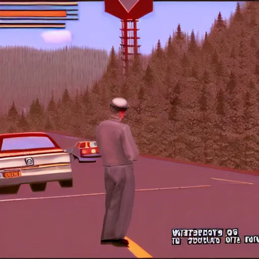 Prompt: twin peaks as a ps 1 game screenshot