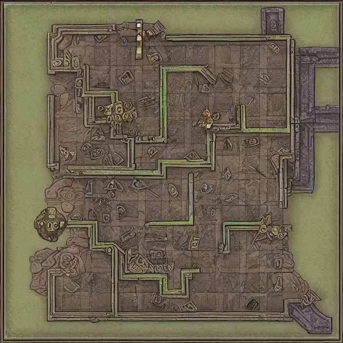 Prompt: dungeon map by dysonlogos, second level of the dungeon
