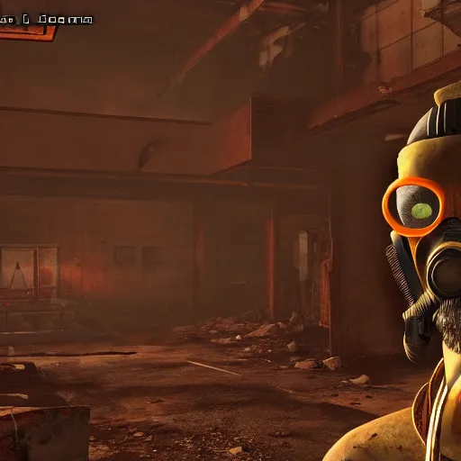 Image similar to gordon freeman in fallout new vegas, vivid colors, soft lighting, atmospheric, cinematic, moody, 8 k