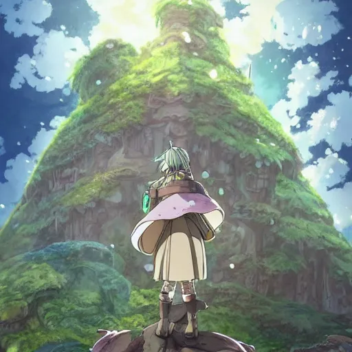 Prompt: made in abyss, fantasy art, fresh and bright illustration, animated film, by studio ghibli