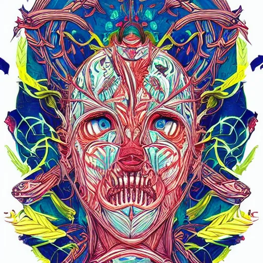 Image similar to fish on mayheim crosses. symmetrical anatomy, very intricate details, digital art, detailed image, pop punk art style, colorful, accompanied by body, pure image without duplication, dribble popular, artstation trending, drawn by ilya kuvshinov and lugas syllabus and vinicius gud and gustavo zambelli, intricate, ultra high definition.