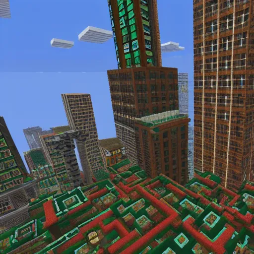 Image similar to mincraft in real life, new york city