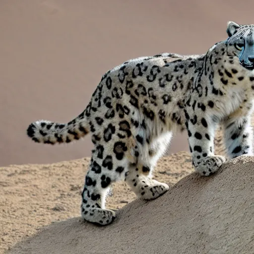 Image similar to a snow leopard in the desert