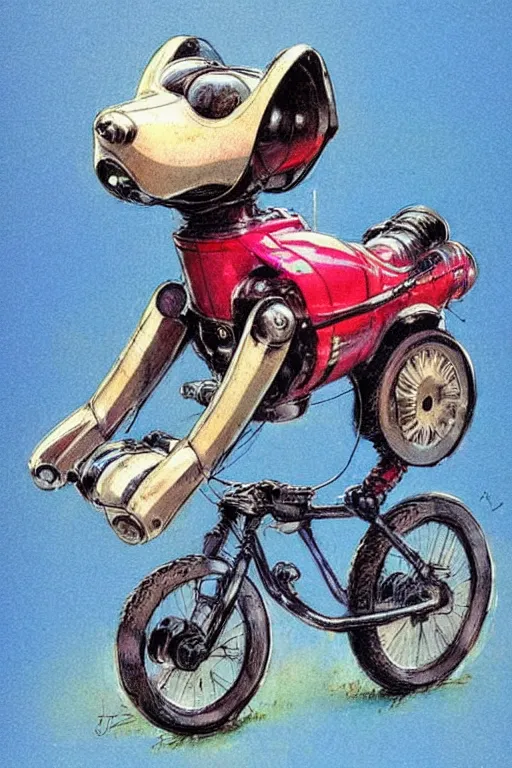 Prompt: adventurer ( ( ( ( ( 1 9 8 0 s retro future robot dog bike rocket robot. neon colors. ) ) ) ) ) by jean baptiste monge!!!!!!!!!!!!!!!!!!!!!!!!! chrome teal