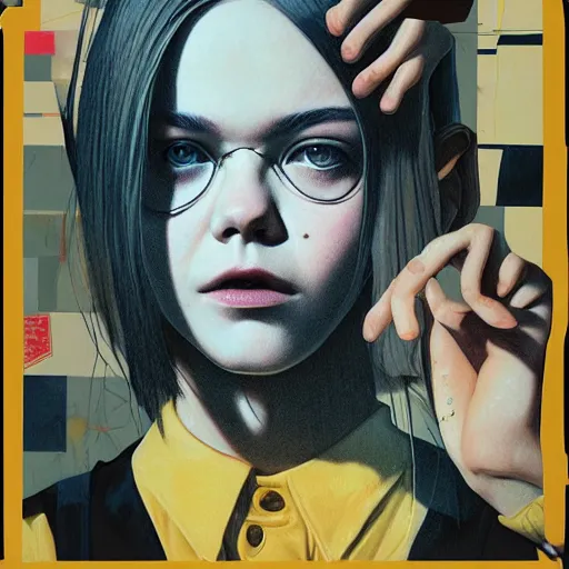 Image similar to Elle Fanning in The Matrix picture by Sachin Teng, asymmetrical, dark vibes, Realistic Painting , Organic painting, Matte Painting, geometric shapes, hard edges, graffiti, street art:2 by Sachin Teng:4