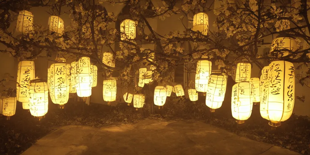 Image similar to japanese mosque, lit by lanterns, award winning photograph