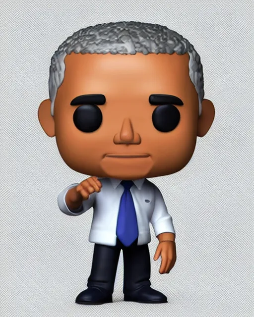 Image similar to full body 3d render of barack obama as a funko pop, studio lighting, white background, blender, trending on artstation, 8k, highly detailed