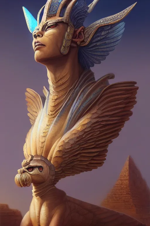 Image similar to legendary sphinx, highly detailed, d & d, fantasy, highly detailed, digital painting, trending on artstation, concept art, sharp focus, illustration, global illumination, ray tracing, realistic shaded, art by artgerm and greg rutkowski and fuji choko and viktoria gavrilenko and hoang lap, sunny