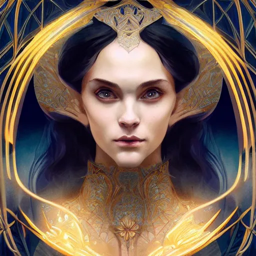 Image similar to symmetry portrait of princess sorcerer, intricate, elegant, highly detailed, digital painting, artstation, concept art, smooth, sharp focus, illustration, art by artgerm and greg rutkowski and alphonse mucha, 8 k, inspired by lord of the rings, arcane