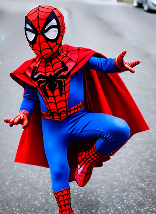 Image similar to superhero outfit inspired by spiderman and doctor strange