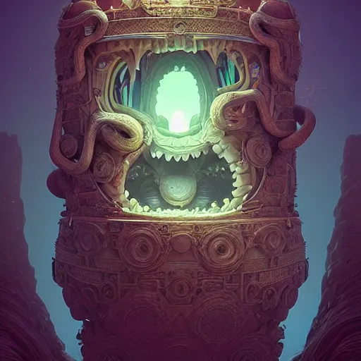 Image similar to stupid silly monster : : by beeple and james gilleard and justin gerard : : ornate, dynamic, particulate, intricate, elegant, highly detailed, centered, artstation, smooth, sharp focus, photoreal octane render, 3 d