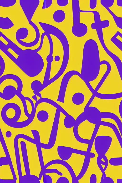 Image similar to seamless 2 d pattern of abstract musical instruments, highly detailed, designed by tarsila do amaral and henri matisse, graphic design, 8 k, 4 k