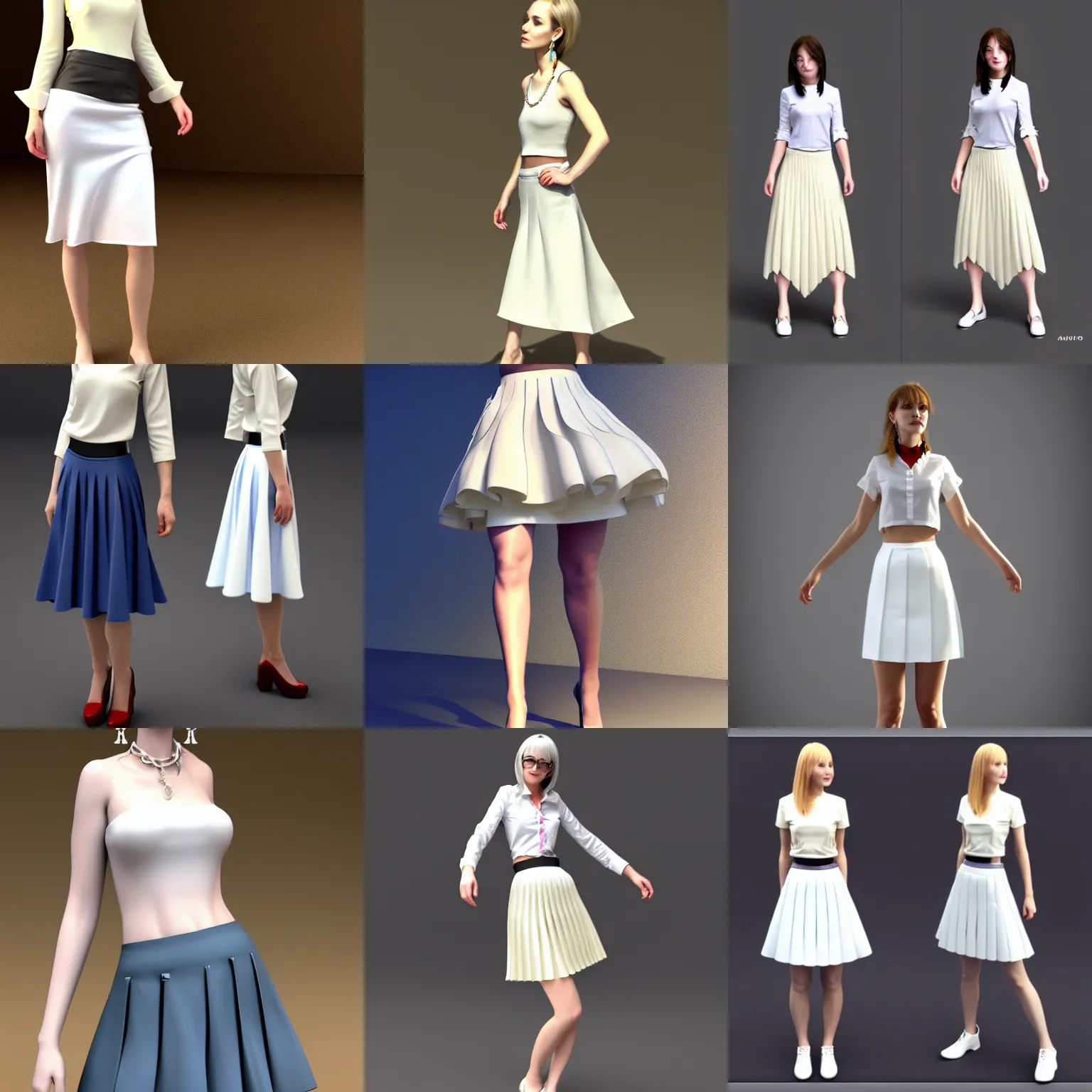 3d hotsell white skirt