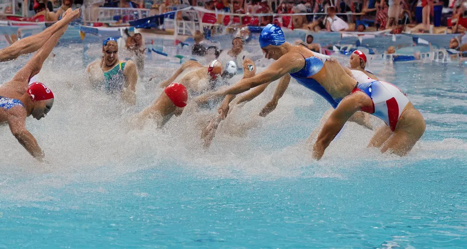 Image similar to olympic swimming in sand instead of water, extremely coherent, motion blur