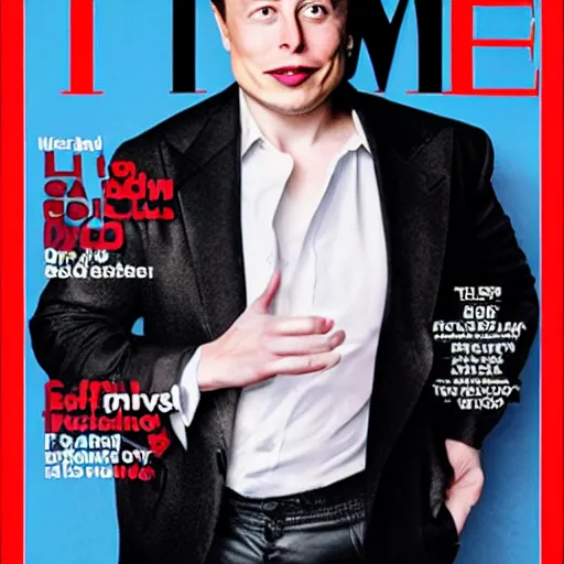 Image similar to elon musk on the cover of time magazine dressed as an 8 0 ’ s rockstar