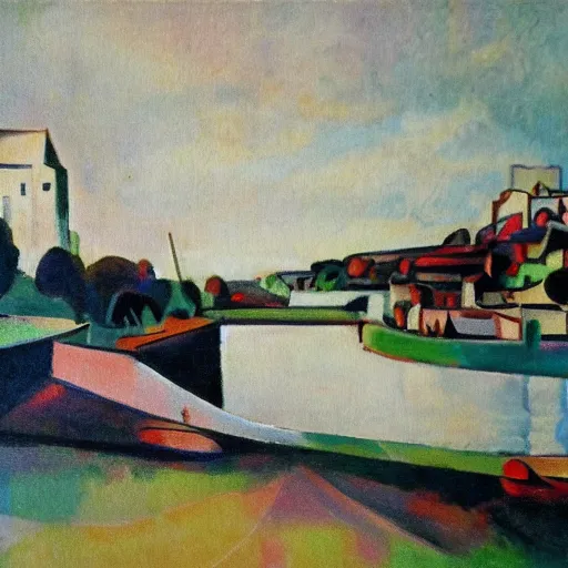 Prompt: glistening river Medway painting buy Picasso