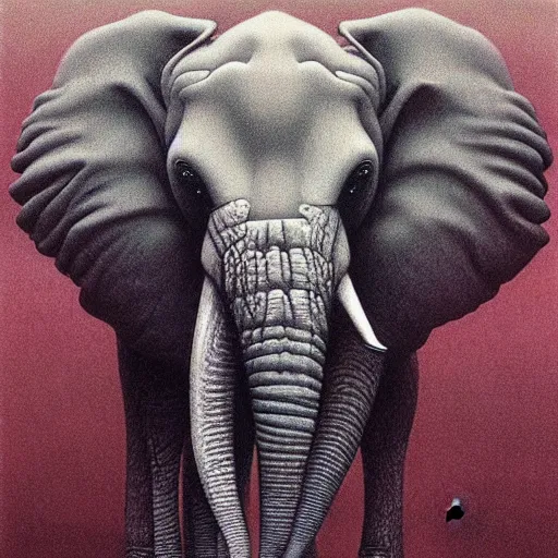 Prompt: elephant goddess by beksinski